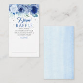 Blue Floral en Silver Stippen Luier Raffle Ticket Informatiekaartje (Voorkant / Achterkant)