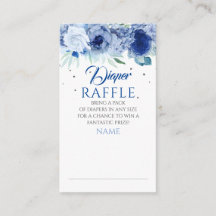 Blue Floral en Silver Stippen Luier Raffle Ticket