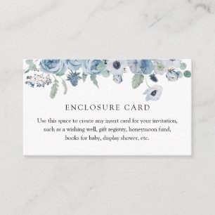 Blue Floral Enclosure Card Informatiekaartje