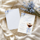 Blue Floral Espresso Martini Bridal Shower Kaart