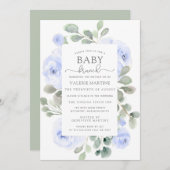 Blue Floral Eucalyptus Baby Brunch Uitnodiging (Voorkant / Achterkant)