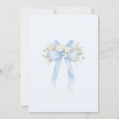 Blue Floral Eucalyptus Bow Boy Baptism Kaart (Achterkant)