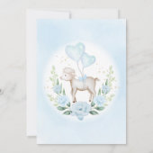 Blue Floral Eucalyptus Lamb Baby Sheep Boy Shower Kaart (Achterkant)