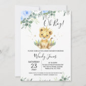 Blue Floral Eucalyptus Lion King Baby shower Kaart (Voorkant)
