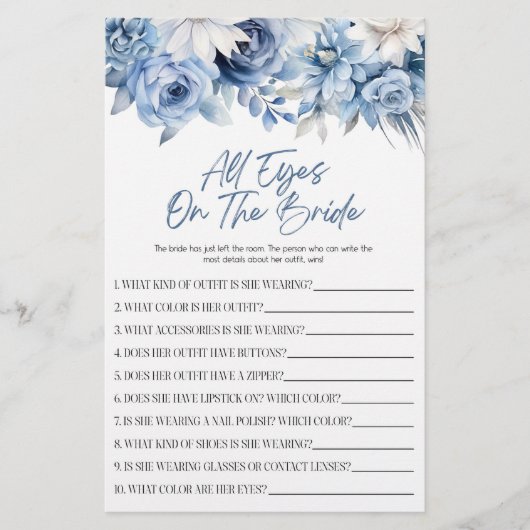 Blue Floral Eyes op het bruid Vrijgezellenfeest sp Briefpapier (Voorkant)