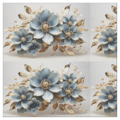 Blue Floral Fabric Seamless Pattern For Sewing Stof (Close Up)