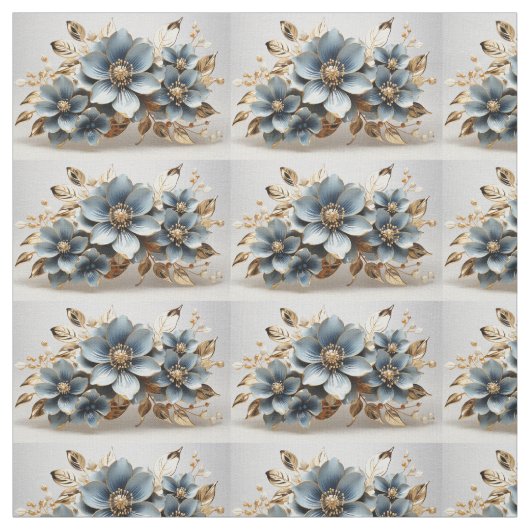 Blue Floral Fabric Seamless Pattern For Sewing Stof (Swatch)