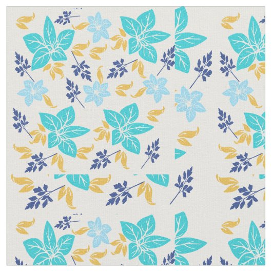 Blue Floral Fabric Stof (Close Up)