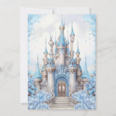 Blue Floral Fairytale Castle Wedding Save The Date (Achterkant)