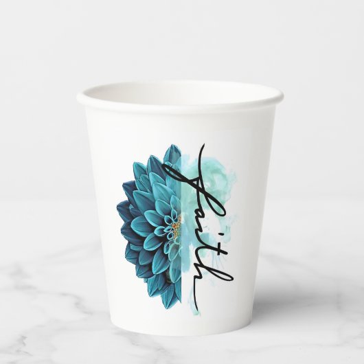 Blue Floral Faith Papieren Bekers (Voorkant)