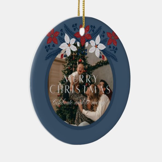 Blue Floral Family Elegant Ornament  (Rechts)