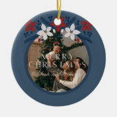 Blue Floral Family Elegant Ornament  (Voorkant)