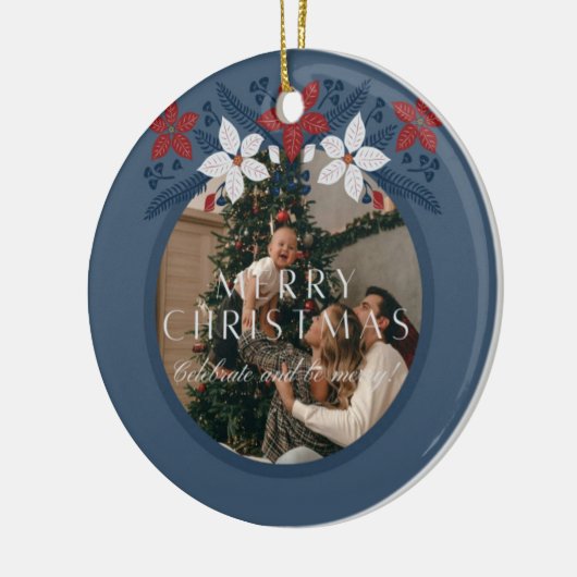 Blue Floral Family Elegant Ornament (Links)