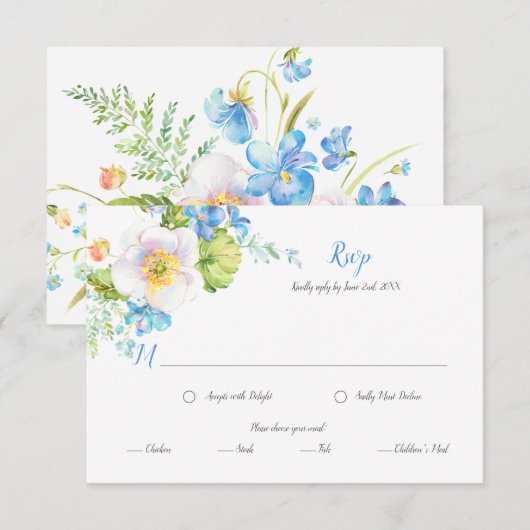 Blue Floral Fantasy Floral Meal Selection RSVP (Voorkant / Achterkant)