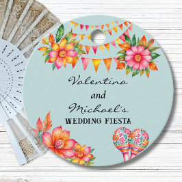 Blue Floral Fiesta Mexicaanse bruiloft Dank u Bedankjes Labels