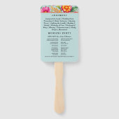 Blue Floral Fiesta Mexicaanse bruiloft programma Handwaaier (Achterkant)