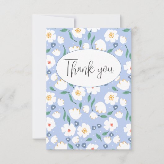 Blue Floral Flat - Hartelijk dank Bedankkaart (Voorkant)
