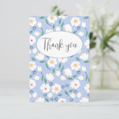 Blue Floral Flat - Hartelijk dank Bedankkaart (Staand voorkant)