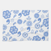 Blue Floral Flourish Toile Theedoek (Horizontaal)