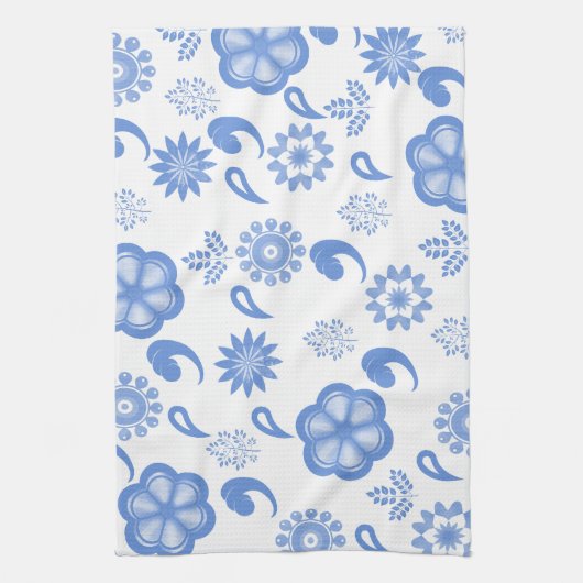 Blue Floral Flourish Toile Theedoek (Verticaal)