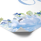 Blue Floral Flower Hot Air Baptisme Welkom Poster (Hoek)