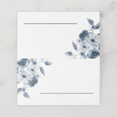 Blue Floral Folded Place Card Plaatskaartje (Buitenkant ongevouwen)