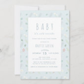 Blue Floral & Foliage Baby shower Uitnodiging (Voorkant)