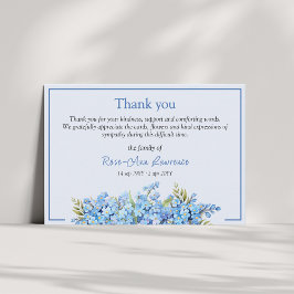 Blue floral forget-me-nots flowers funeral bedankkaart