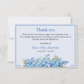Blue floral forget-me-nots flowers funeral bedankkaart (Voorkant)