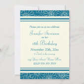 Blue Floral Foto 18th Birthday Party Kaart (Achterkant)