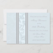 Blue Floral Foto 90th Birthday Party Invitations Kaart (Achterkant)