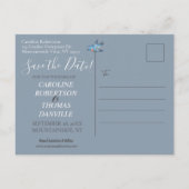 Blue Floral Foto Bird Country Rustic Save Date Aankondigingskaart (Achterkant)