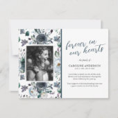 Blue Floral foto Funeral Hartelijk dank Bedankkaart (Voorkant)