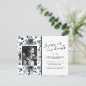 Blue Floral foto Funeral Hartelijk dank Bedankkaart (Staand voorkant)