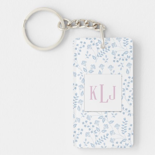 Blue Floral foto sleutelhanger (Voorkant)