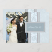 Blue Floral Foto Wedding Vow Renewal Uitnodigingen (Voorkant / Achterkant)