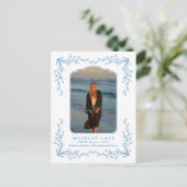 Blue Floral Frame Coastal Graduation Postcard Briefkaart (Staand voorkant)
