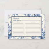 Blue Floral Franse Toile Vrijgezellenfeest Recept Save The Date (Voorkant)