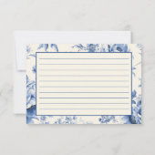 Blue Floral Franse Toile Vrijgezellenfeest Recept  Save The Date (Achterkant)