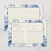 Blue Floral Franse Toile Vrijgezellenfeest Recept  Save The Date (Voorkant / Achterkant)
