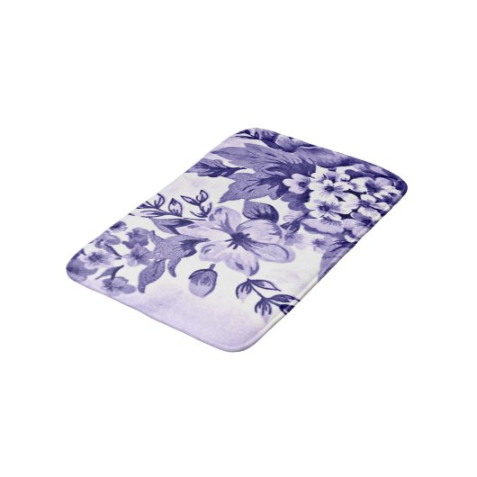 Blue Floral French Home Decor Bath Mat (Gekanteld)