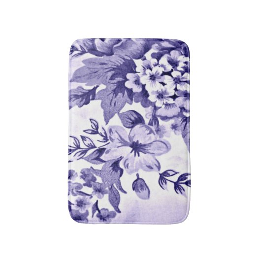Blue Floral French Home Decor Bath Mat (Voorkant Verticaal)