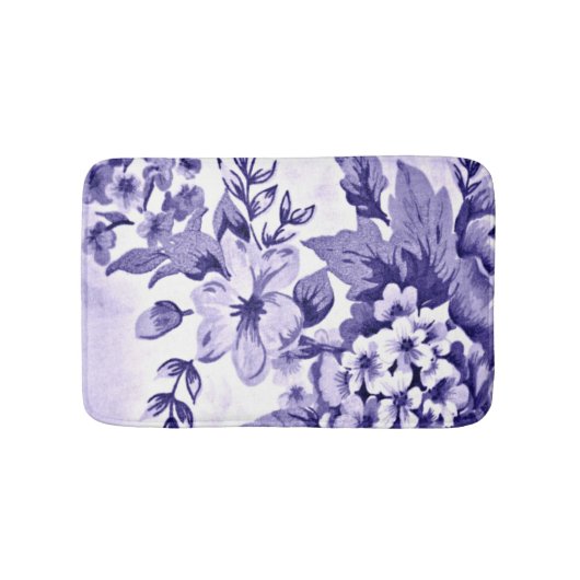 Blue Floral French Home Decor Bath Mat (Voorkant)