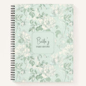 Blue Floral French Toile Flower Custom Name Recipe Notitieboek (Voorkant)