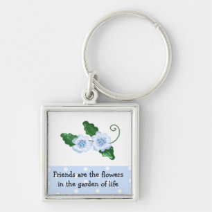 Blue Floral Friendship Gezegde Sleutelhanger
