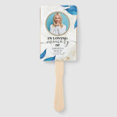 Blue Floral Funeral Celebration of Life Hand Fan Handwaaier (Voorkant)