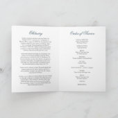 Blue Floral Funeral Order of Service Photo Program Programma (Binnen)