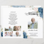 Blue Floral Funeral Programme sjabloon (Voorkant / Achterkant)