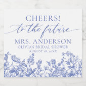 Blue Floral Future Mrs Vrijgezellenfeest Wijnlabel Sparkling Wijnetiket (Enkel label)