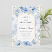 Blue Floral Garden 50th Wedding Jubileum Kaart (Staand voorkant)